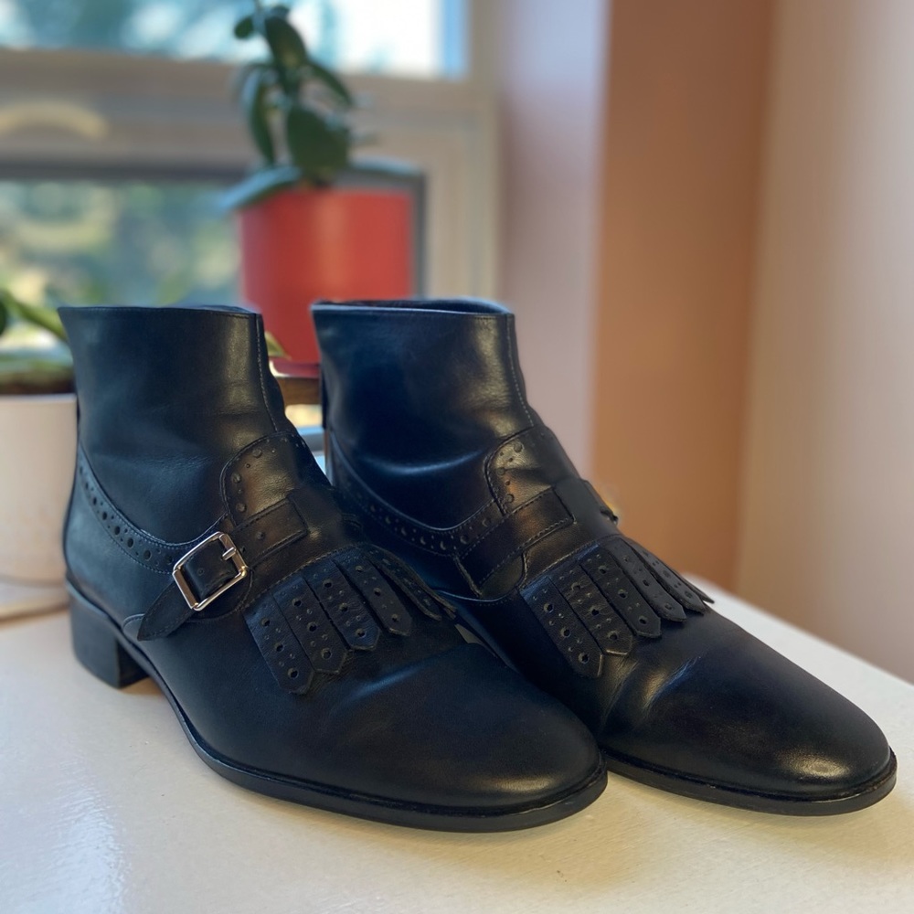 BOCAGE Black Leather Ankle Boots